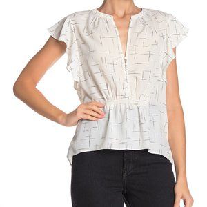 JOIE Crisbell Flutter Sleeve Blouse PORCELAIN-M